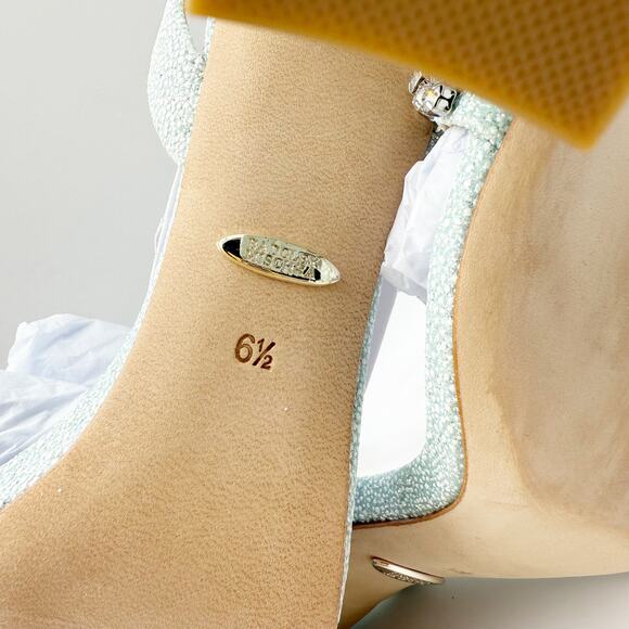 BADGLEY MISCHKA Womens Tasmine Tall Evening Sandals US 6.5 37 Blue Crystals NIB - Picture 12 of 12